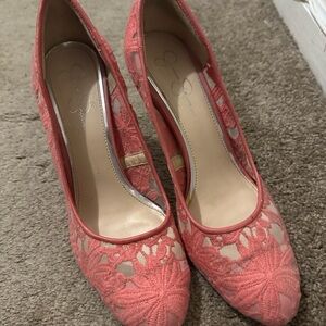 Jessica Simpson Coral Lace Pumps